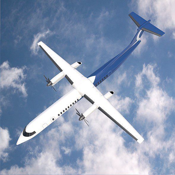 Bombardier q400 airplane Low-poly 3D model_6