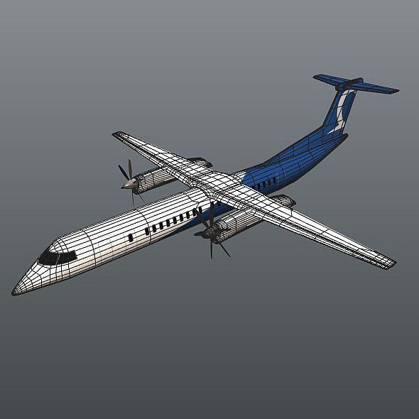 Bombardier q400 airplane Low-poly 3D model_9
