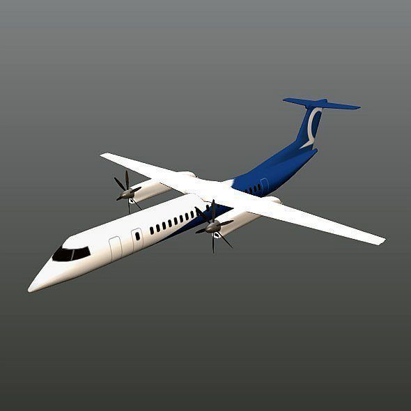Bombardier q400 airplane Low-poly 3D model_7