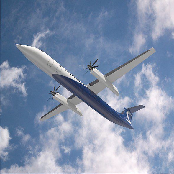 Bombardier q400 airplane Low-poly 3D model_5