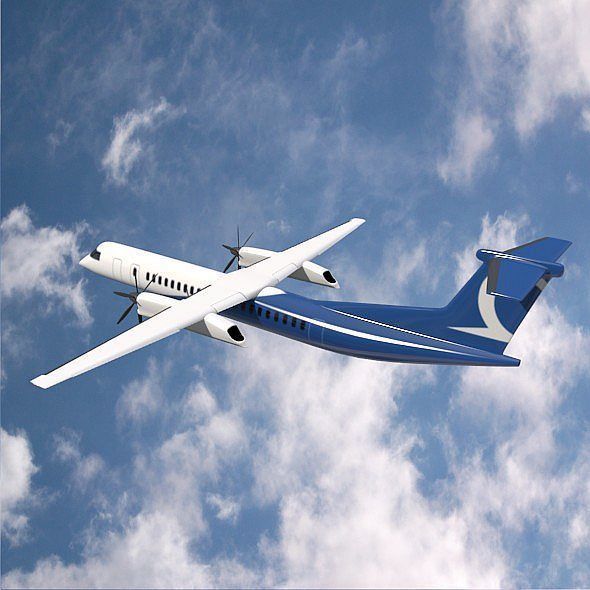 Bombardier q400 airplane Low-poly 3D model_3