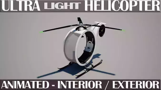 Ultra Light Helicopter Animated 3D model