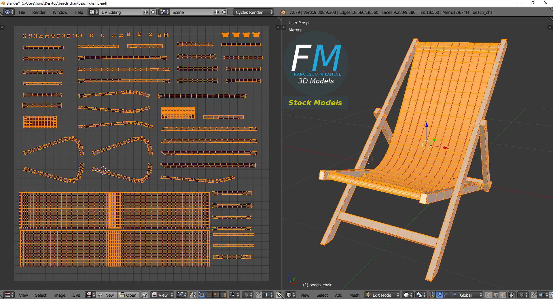 Beach chair 3D model_10