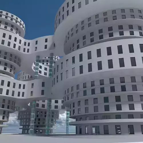 Building 6 futuristic buildings 3D model