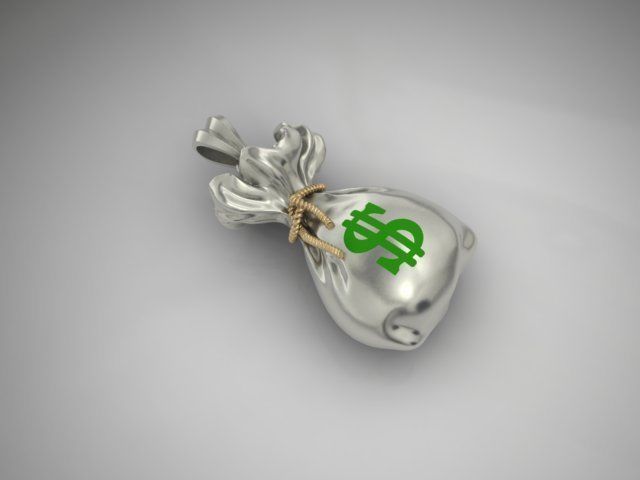 Money Bag pendant 3D print model_10