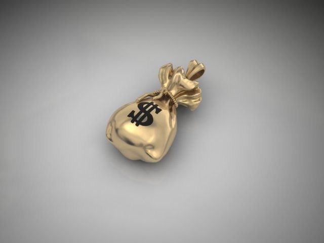 Money Bag pendant 3D print model_11