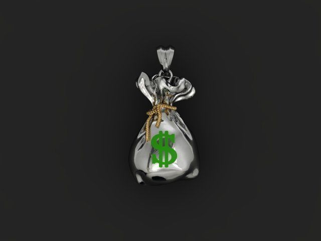 Money Bag pendant 3D print model_6