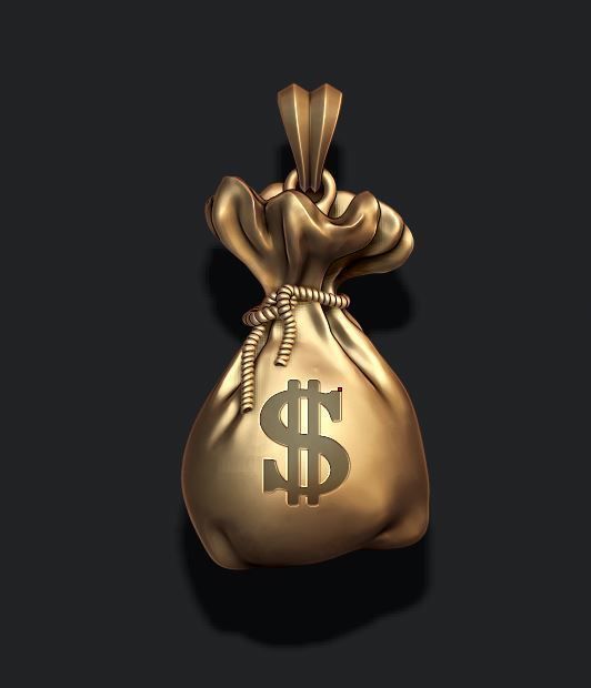 Money Bag pendant 3D print model_17