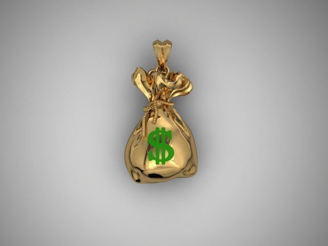 Money Bag pendant 3D print model_8