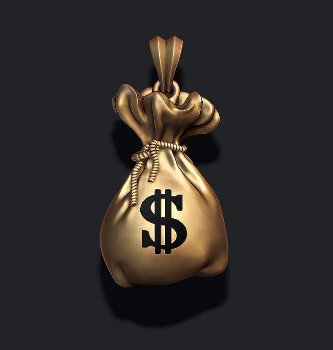 Money Bag pendant 3D print model_12