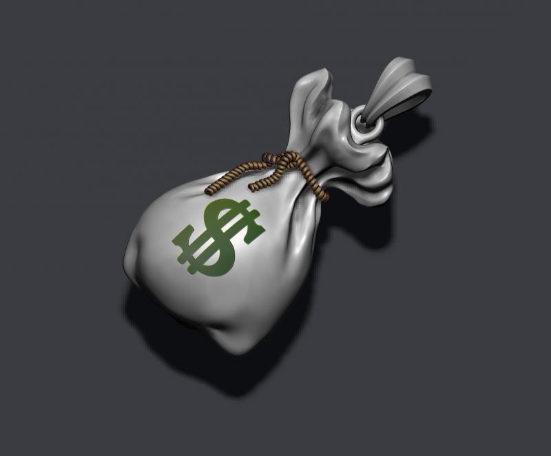 Money Bag pendant 3D print model_1