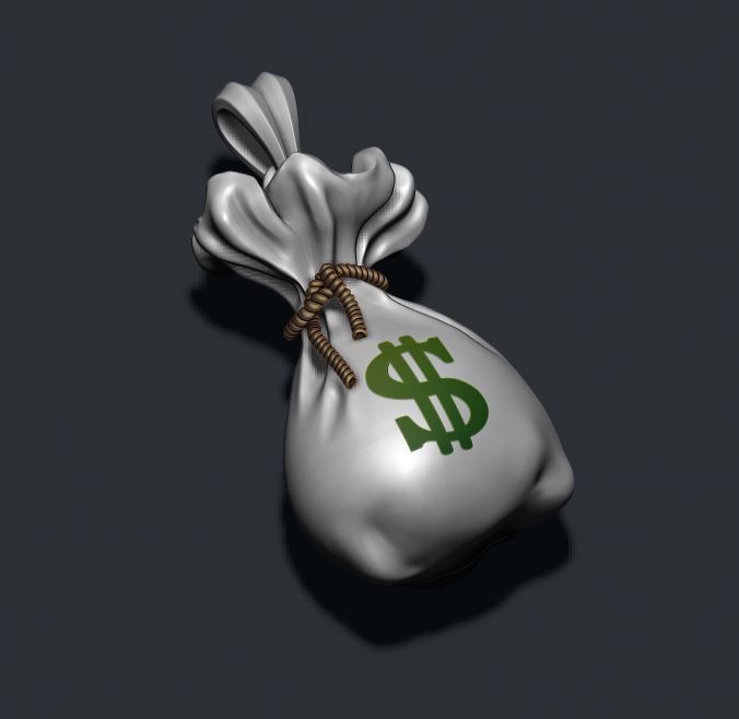 Money Bag pendant 3D print model_20