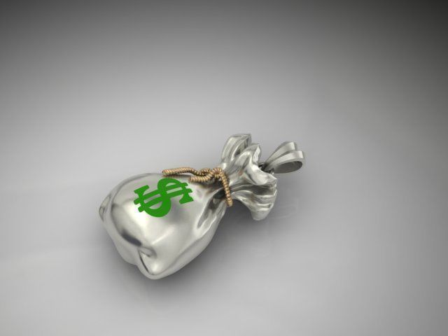 Money Bag pendant 3D print model_13