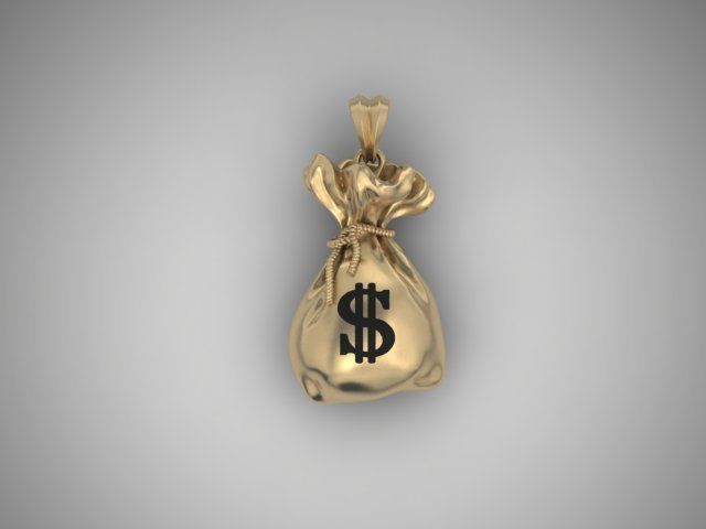 Money Bag pendant 3D print model_5