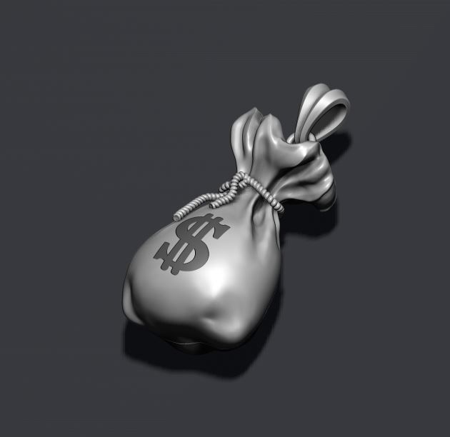 Money Bag pendant 3D print model_7