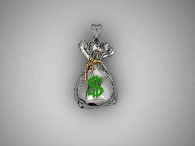 Money Bag pendant 3D print model_15