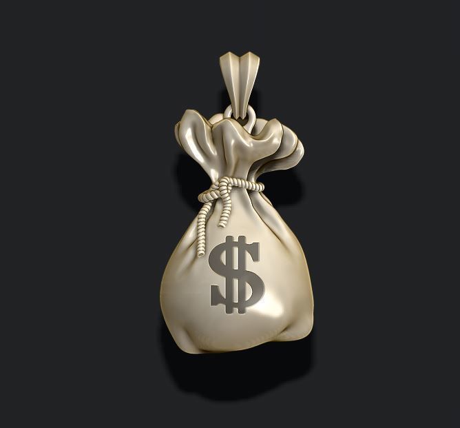 Money Bag pendant 3D print model_9