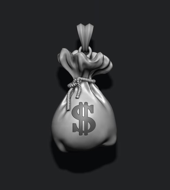 Money Bag pendant 3D print model_16