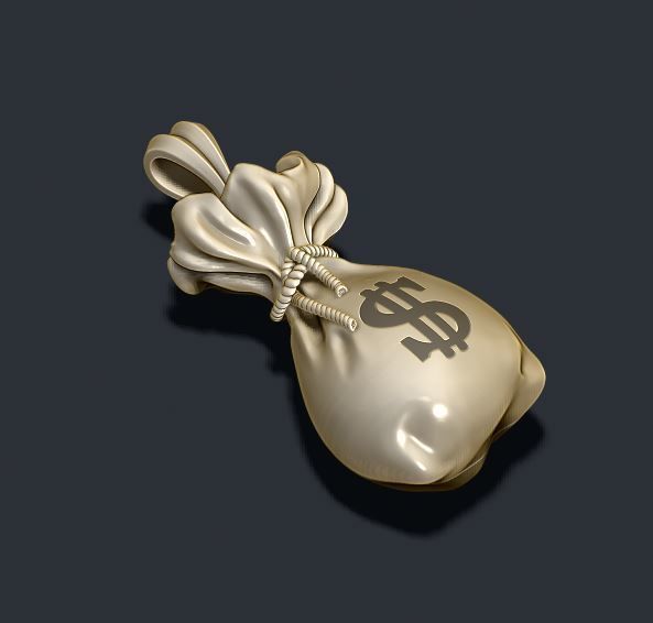 Money Bag pendant 3D print model_14