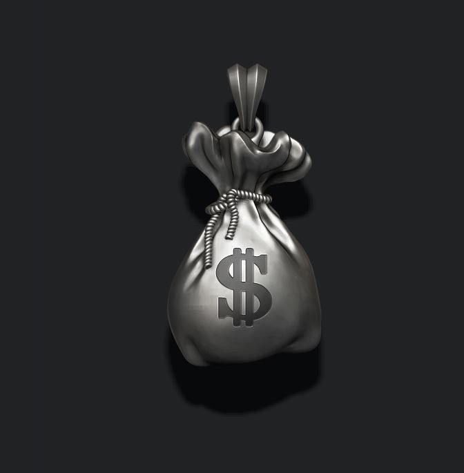 Money Bag pendant 3D print model_18