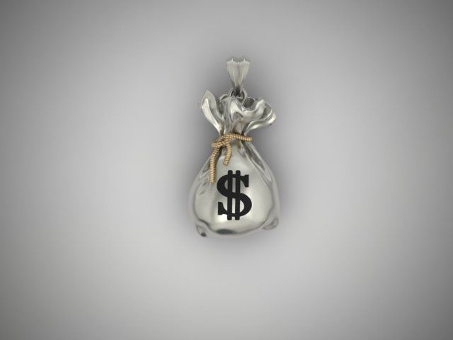 Money Bag pendant 3D print model_4