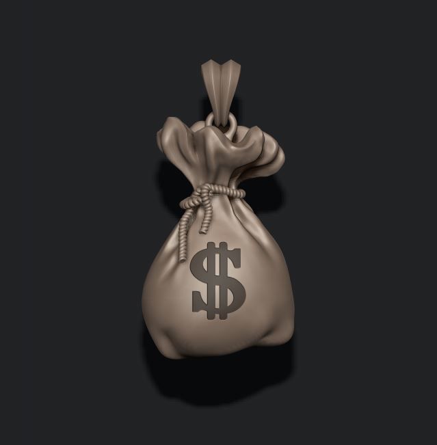 Money Bag pendant 3D print model_2