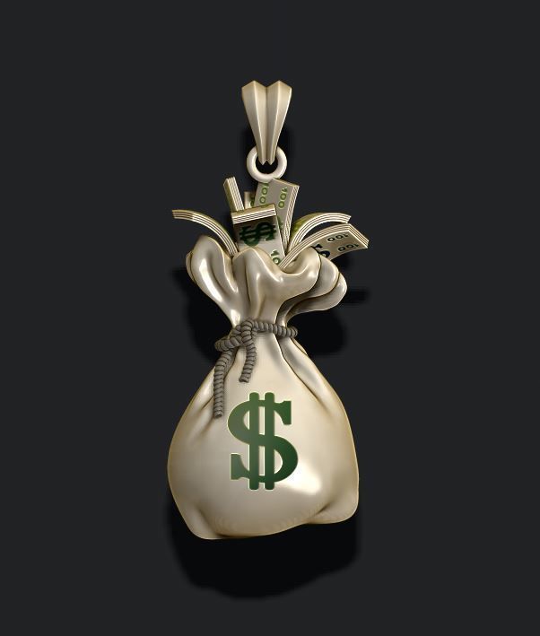 Money Bag pendant 3D print model_11