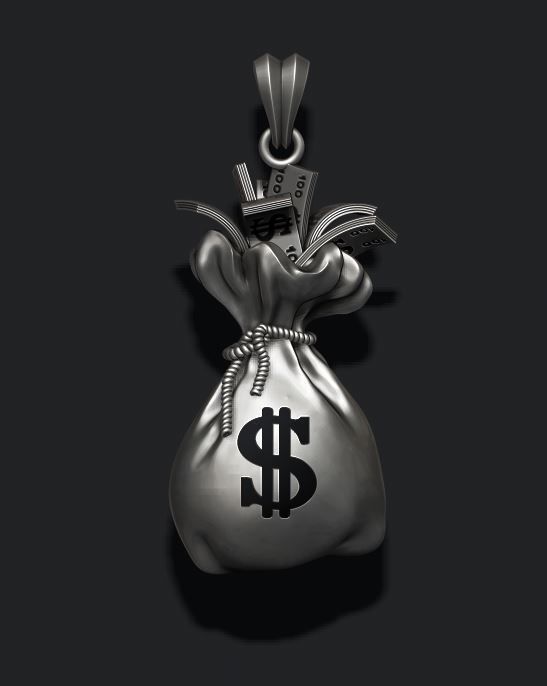 Money Bag pendant 3D print model_13