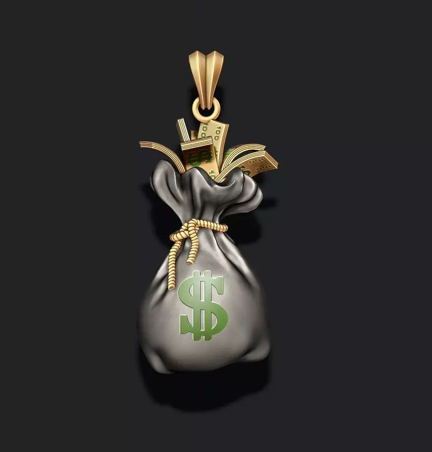 Money Bag pendant 3D print model_0