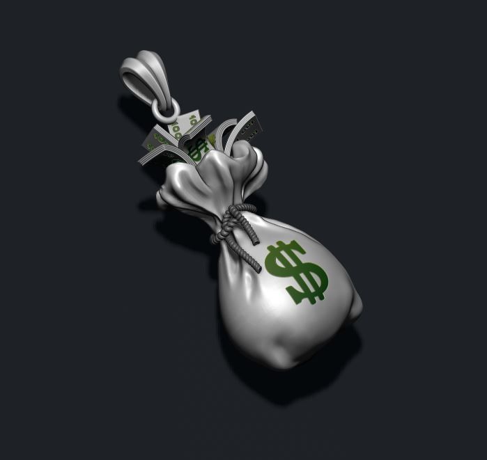 Money Bag pendant 3D print model_6