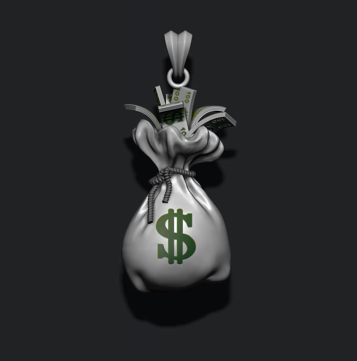 Money Bag pendant 3D print model_1