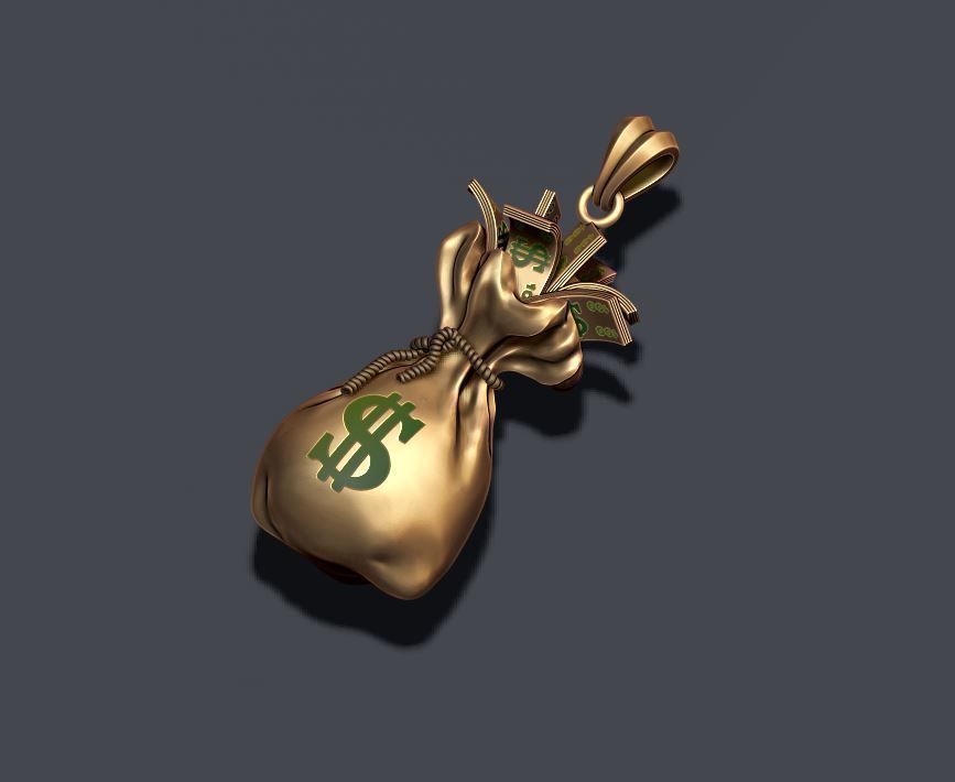 Money Bag pendant 3D print model_12