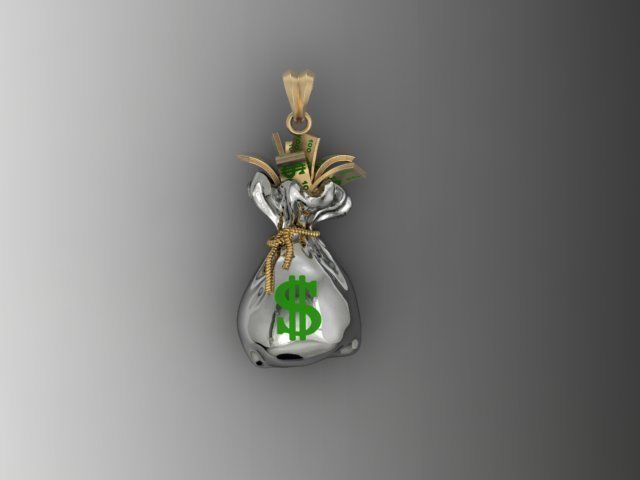 Money Bag pendant 3D print model_4