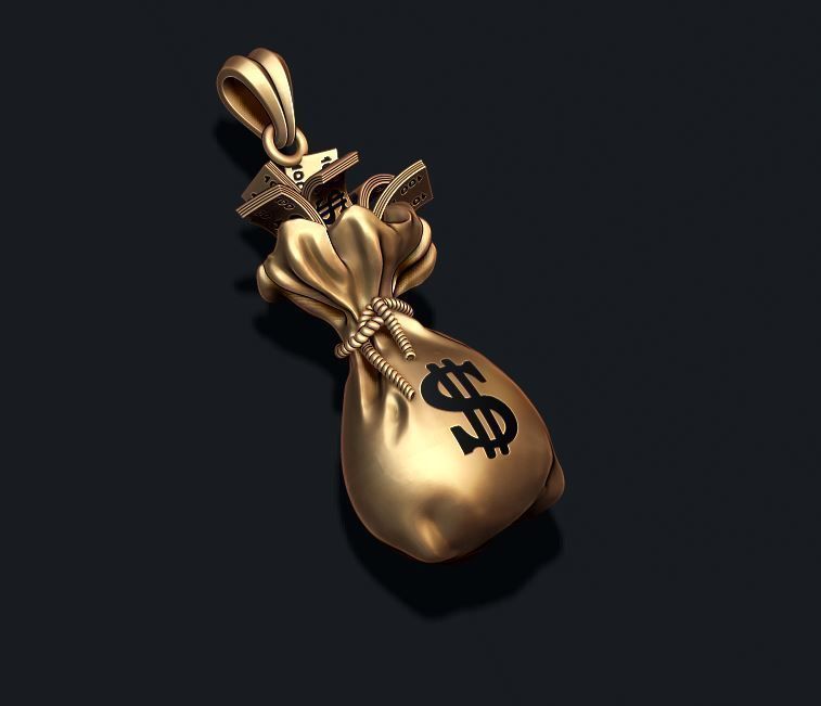 Money Bag pendant 3D print model_15
