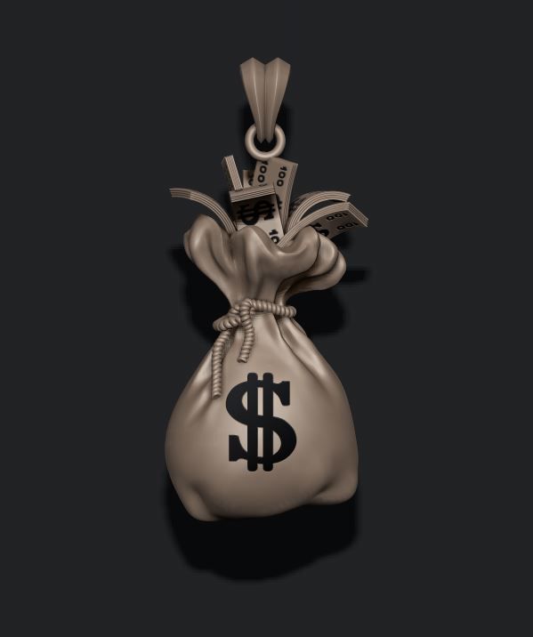 Money Bag pendant 3D print model_5