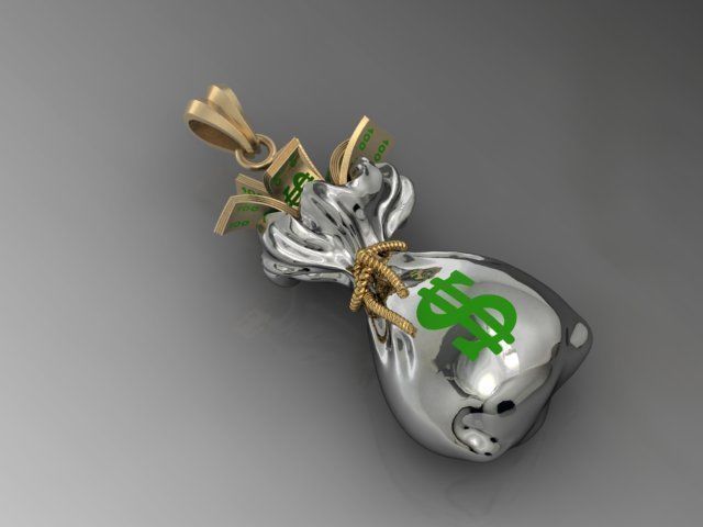 Money Bag pendant 3D print model_7