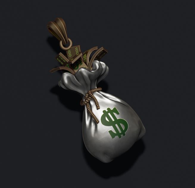Money Bag pendant 3D print model_16