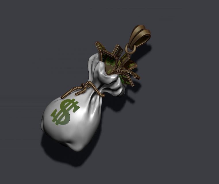 Money Bag pendant 3D print model_14