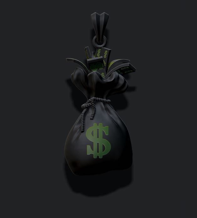 Money Bag pendant 3D print model_2