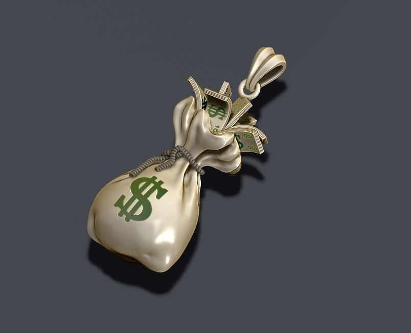 Money Bag pendant 3D print model_9