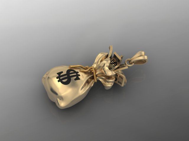 Money Bag pendant 3D print model_8