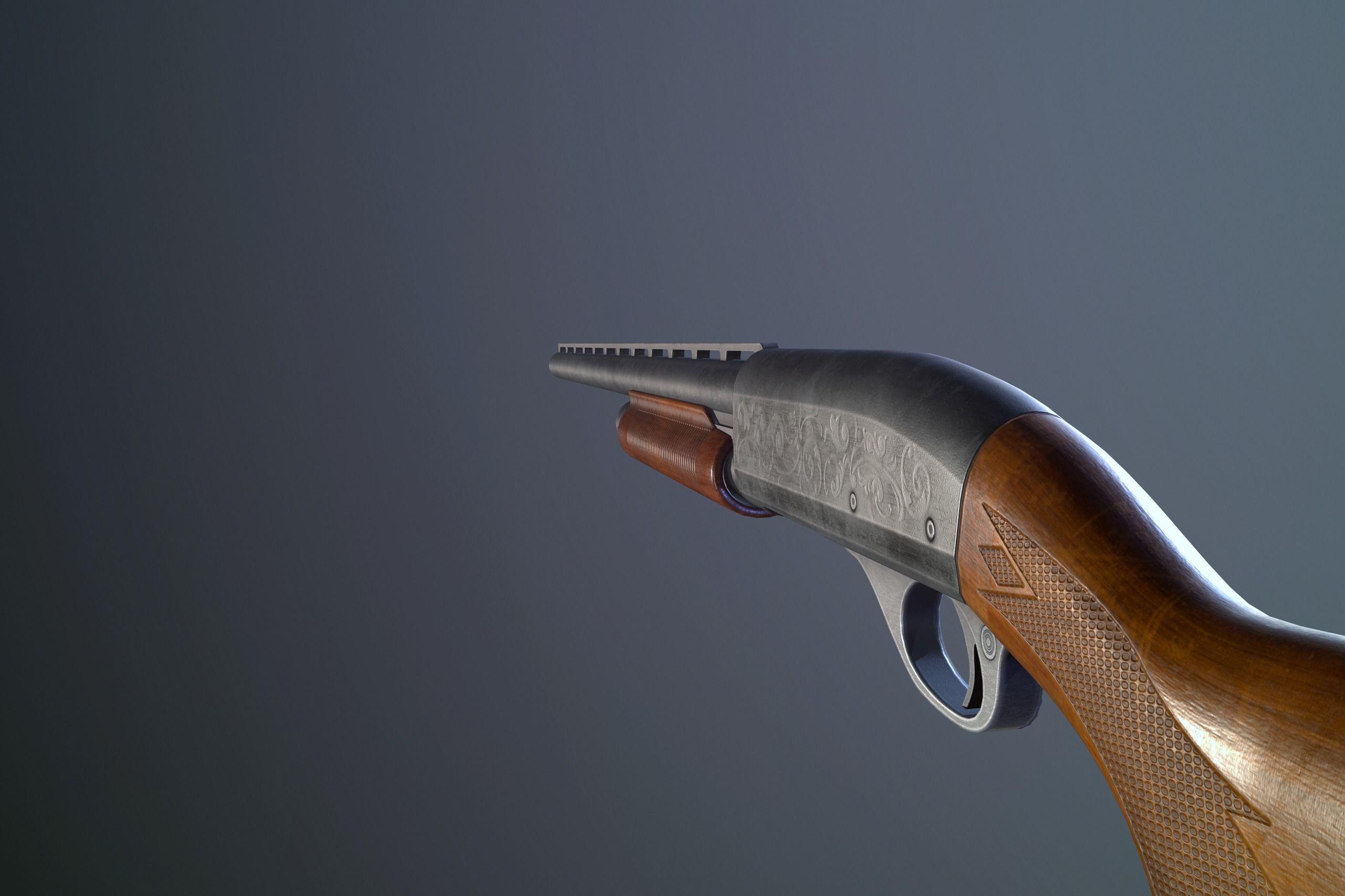 FPS Shotgun Low-poly 3D model_5