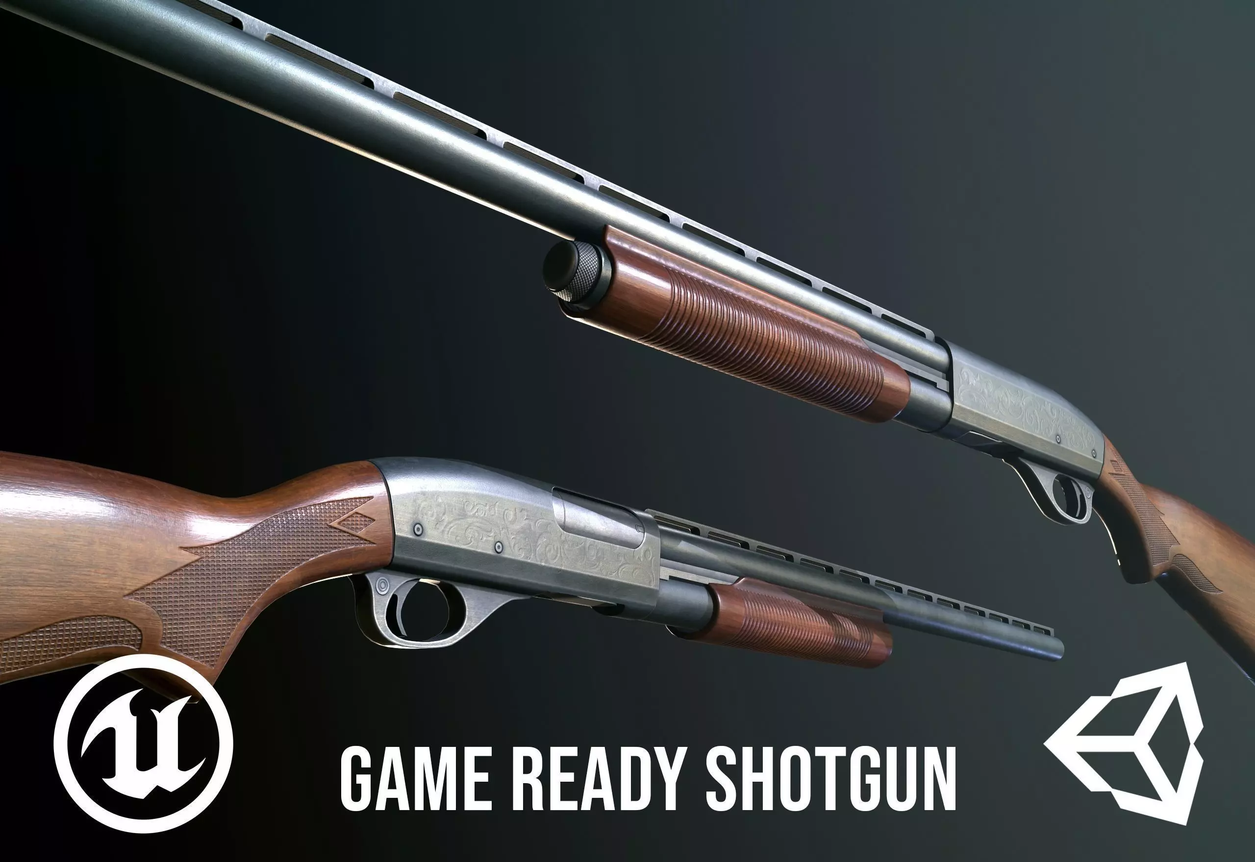 FPS Shotgun Low-poly 3D model_0