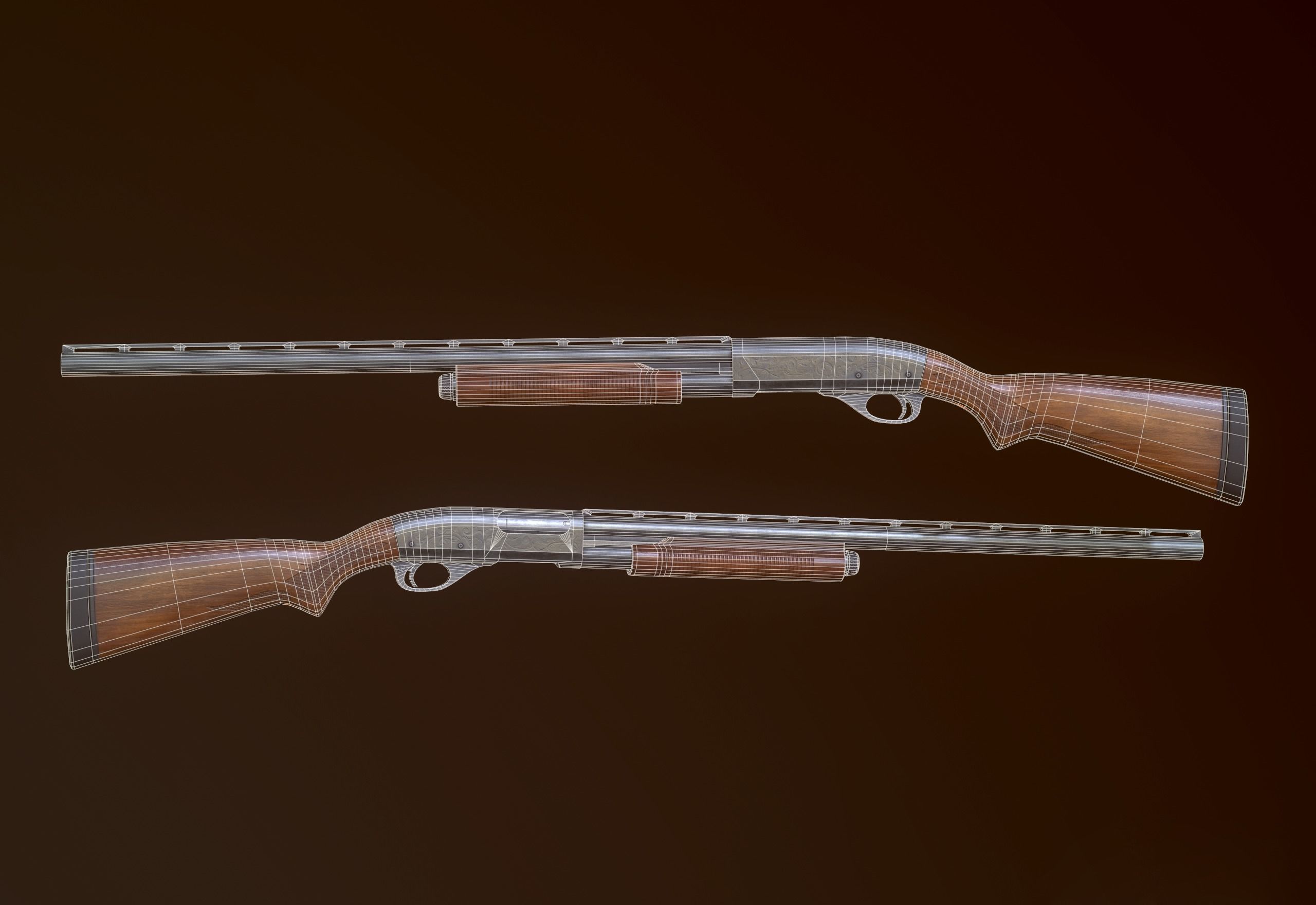 FPS Shotgun Low-poly 3D model_7