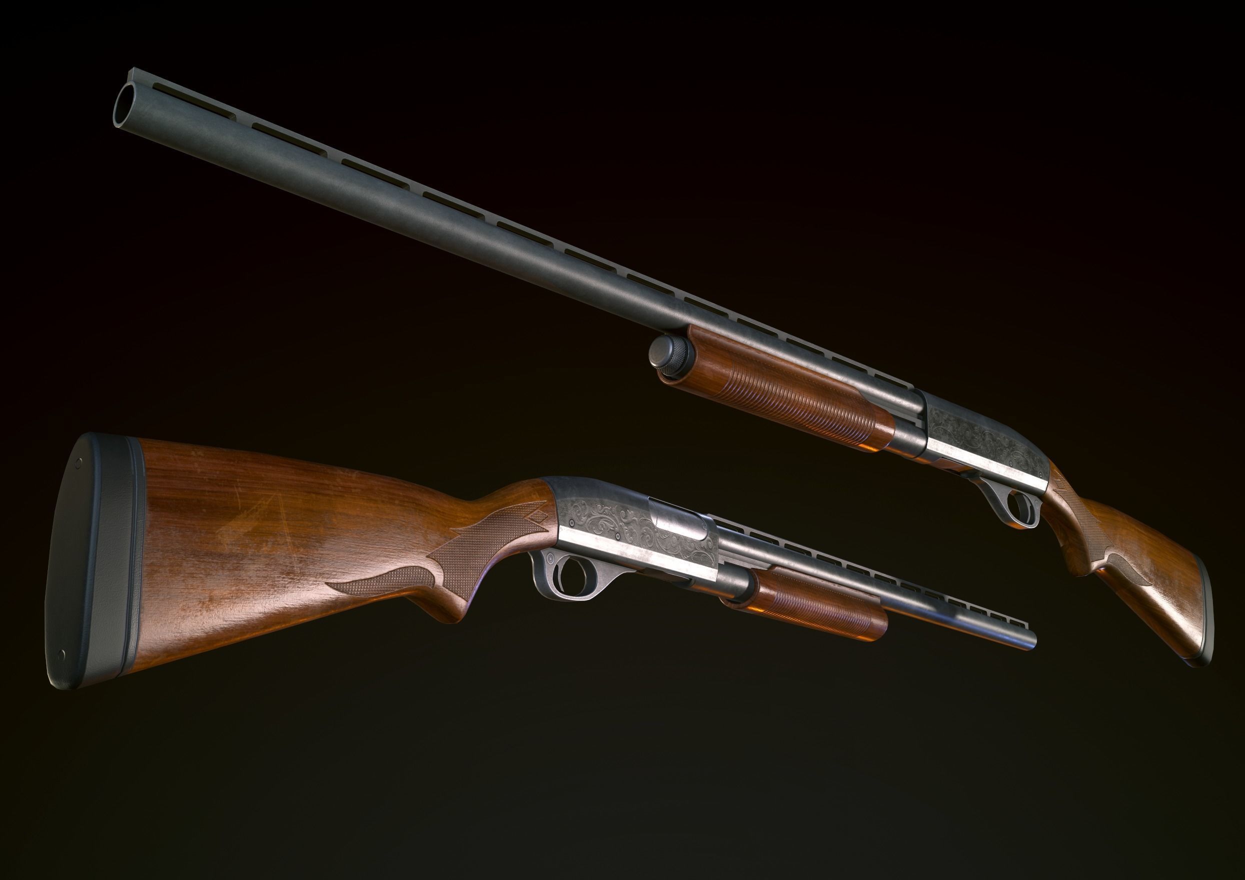 FPS Shotgun Low-poly 3D model_1