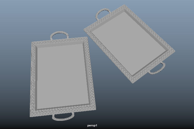 Tray rectangular Low-poly 3D model_3