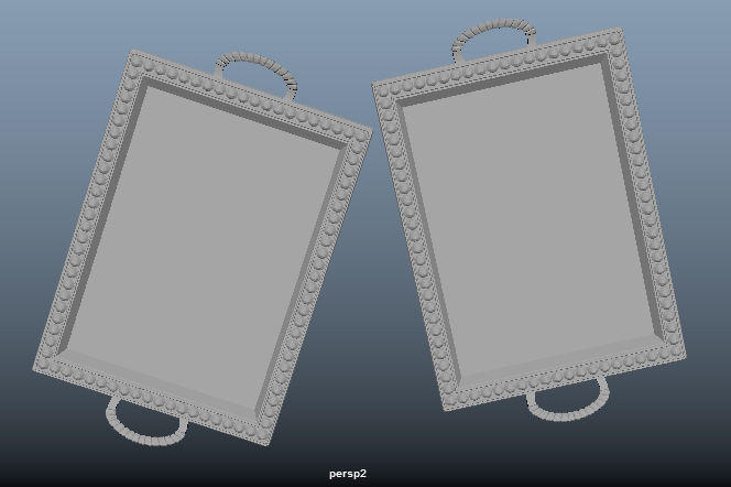 Tray rectangular Low-poly 3D model_4