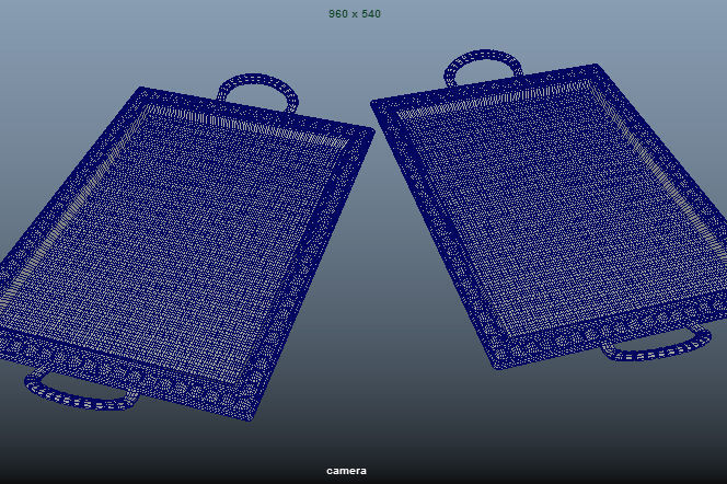 Tray rectangular Low-poly 3D model_2