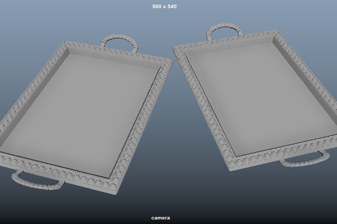 Tray rectangular Low-poly 3D model_1