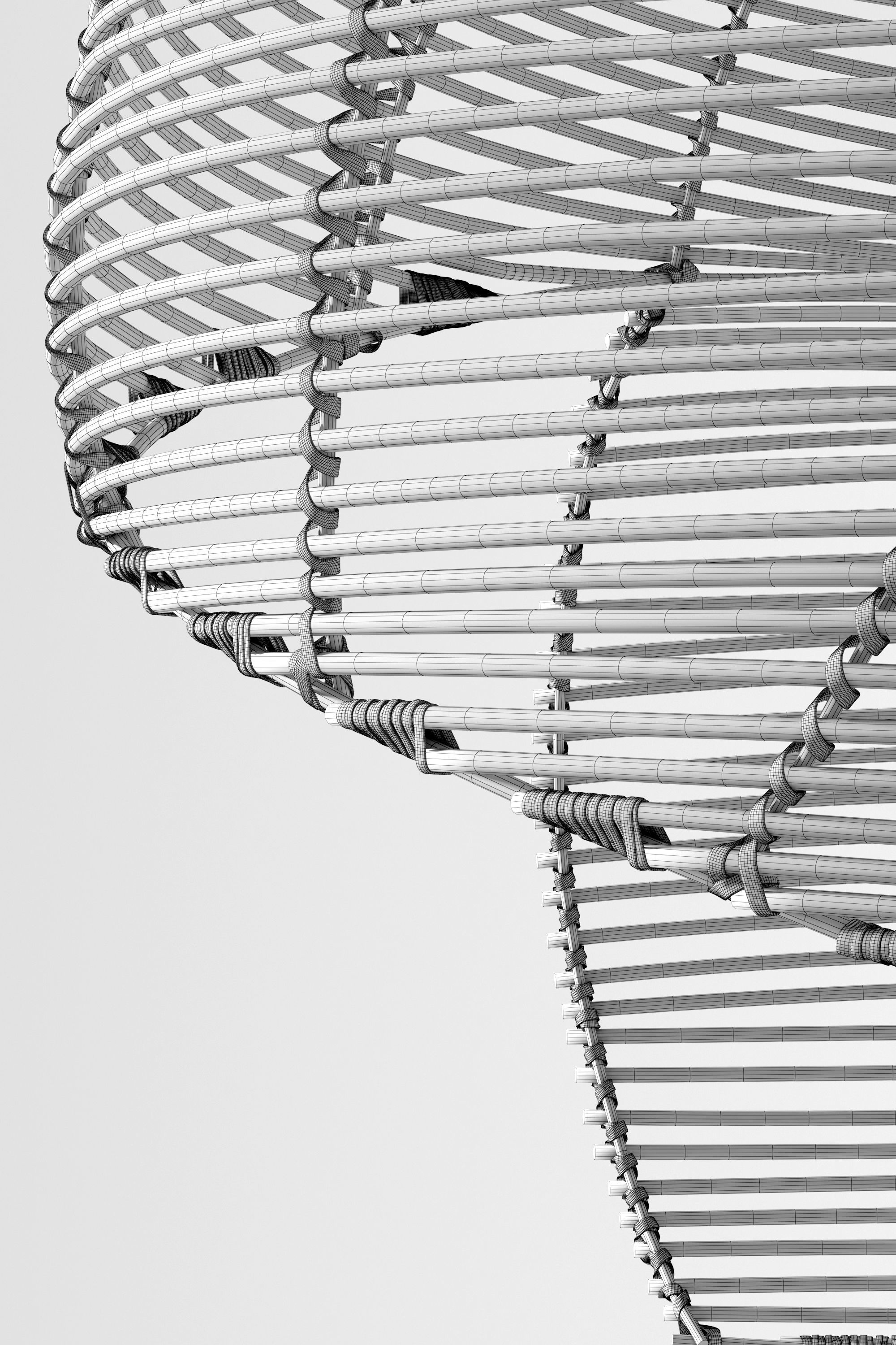 Spiral Shell Shaped Rattan Ceiling Lamp 3D model_7